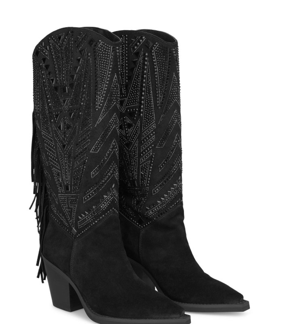 Alma En Pena ALMA Botas Tacon | Comprar Bota Con Flecos Traseros