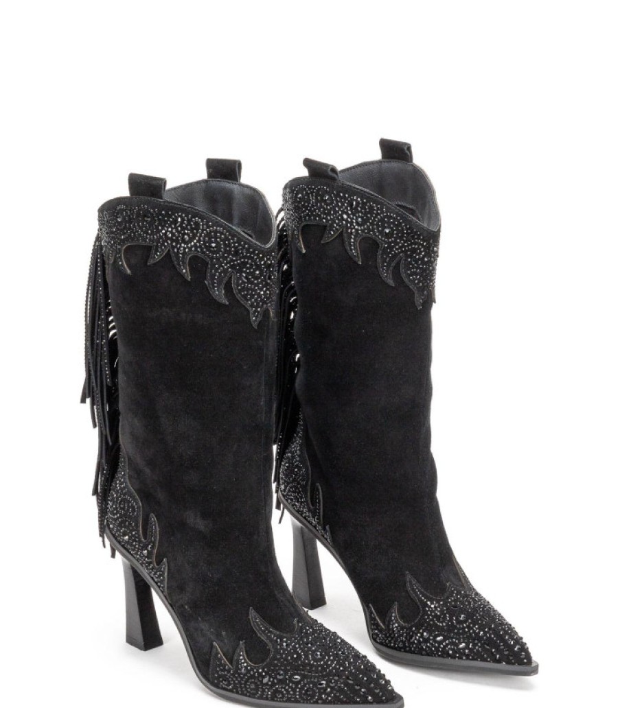 Alma En Pena ALMA Botas Tacon | Comprar Bota Tacon Embudo Con Flecos