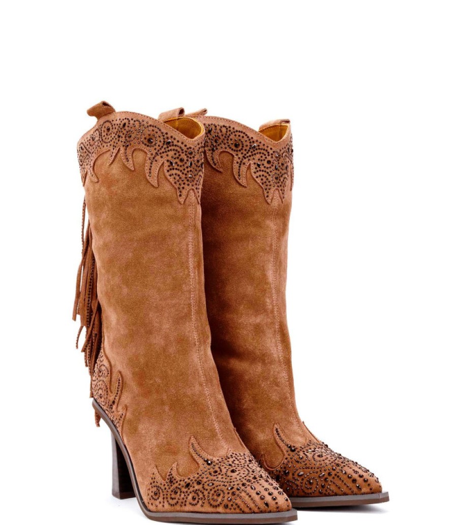 Alma En Pena ALMA Botas Tacon | Comprar Bota Tacon Embudo Con Flecos